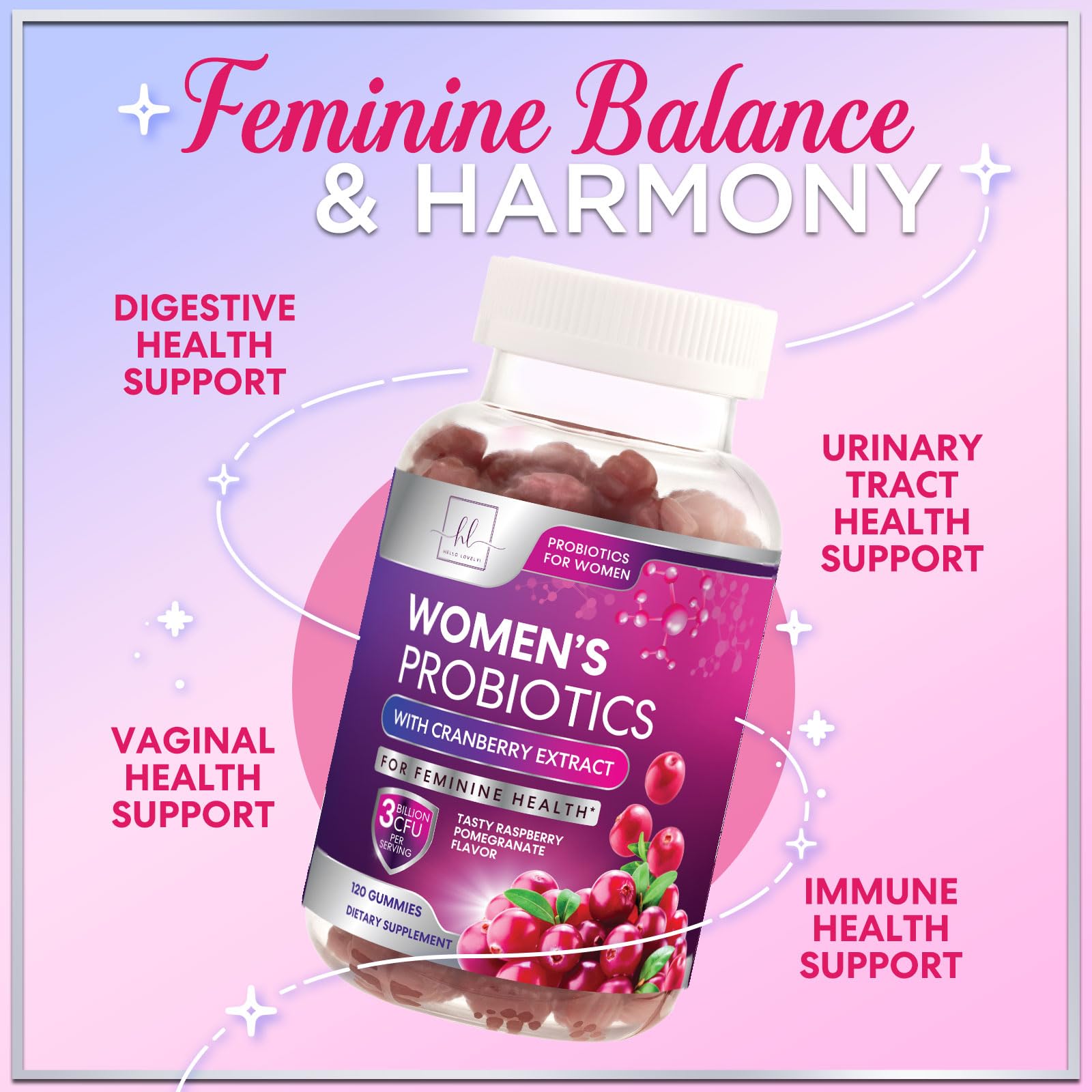Hello Lovely Probiotics for Women gummies during routine for feminine health