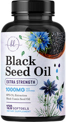 Hello Lovely black seed oil softgels bottle front with 1000 mg per serving for skin and immune support