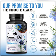 Hello Lovely black seed oil softgels bottle top visible for easy access
