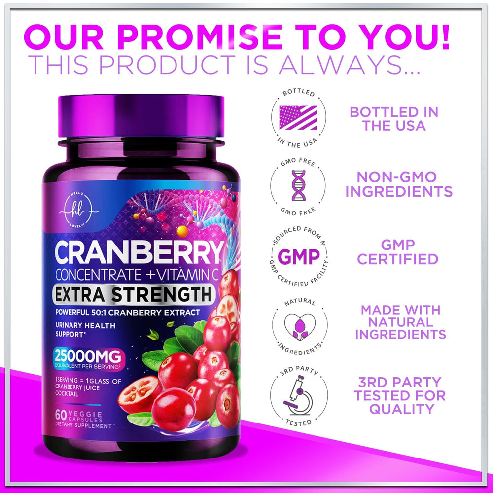 Hello Lovely Cranberry ingredients vitamin C image emphasizing antioxidant protection.