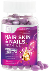 Hello Lovely! Hair, Skin & Nails softgels bottle for daily beauty support.