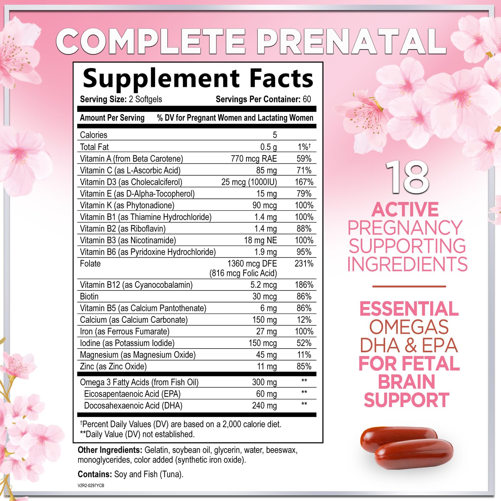 Hello Lovely Prenatal DHA softgels highlight omega-3 support for brain development.