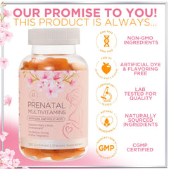 Hello Lovely Prenatal Gummies closeup texture – chewy and flavorful texture encourages consistency.