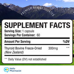 HelloPharmacist bovine thyroid capsules closeup highlights convenient daily intake.