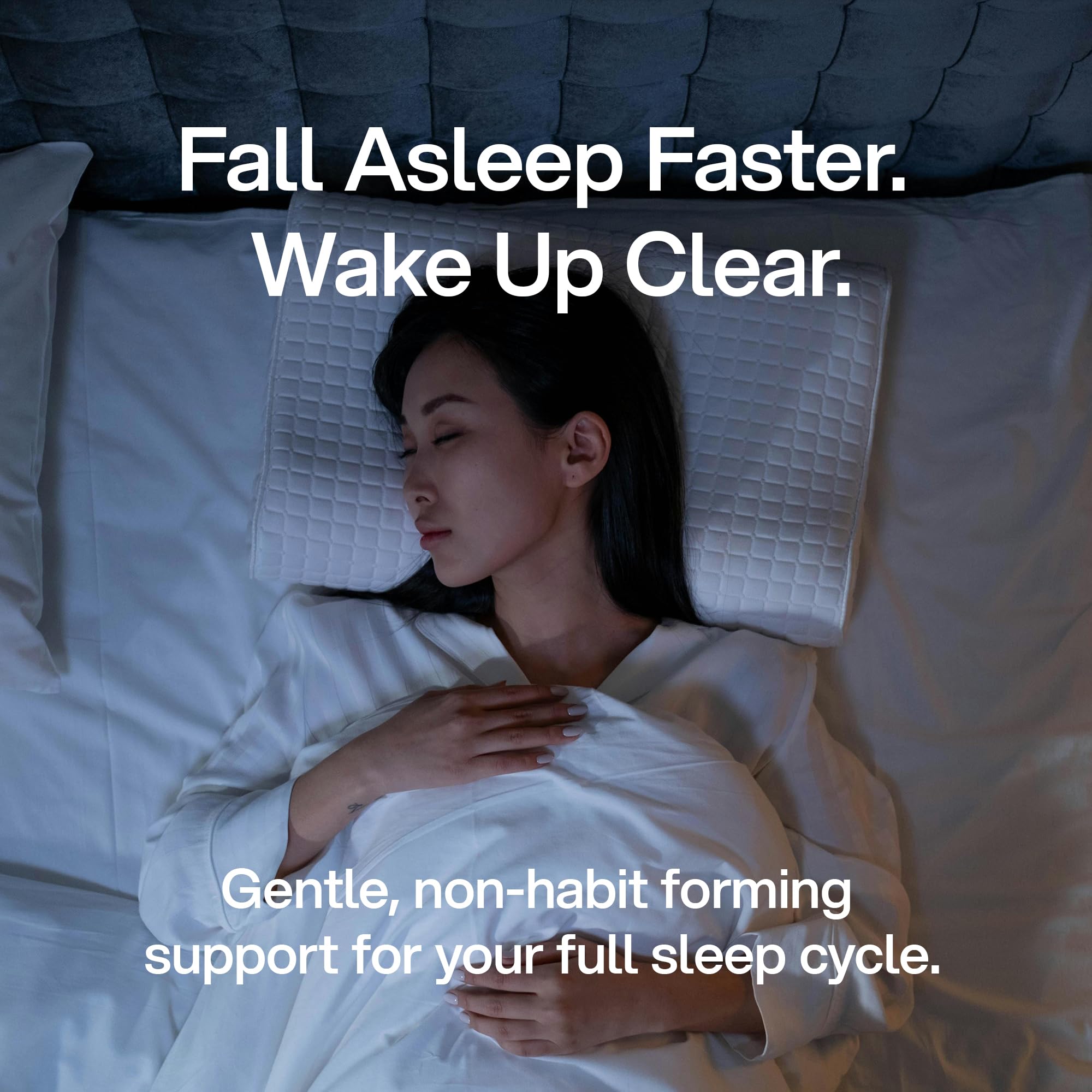 Helm Nutrition Pure Magnesium Glycinate bottle scene promotes deeper sleep and calm evenings