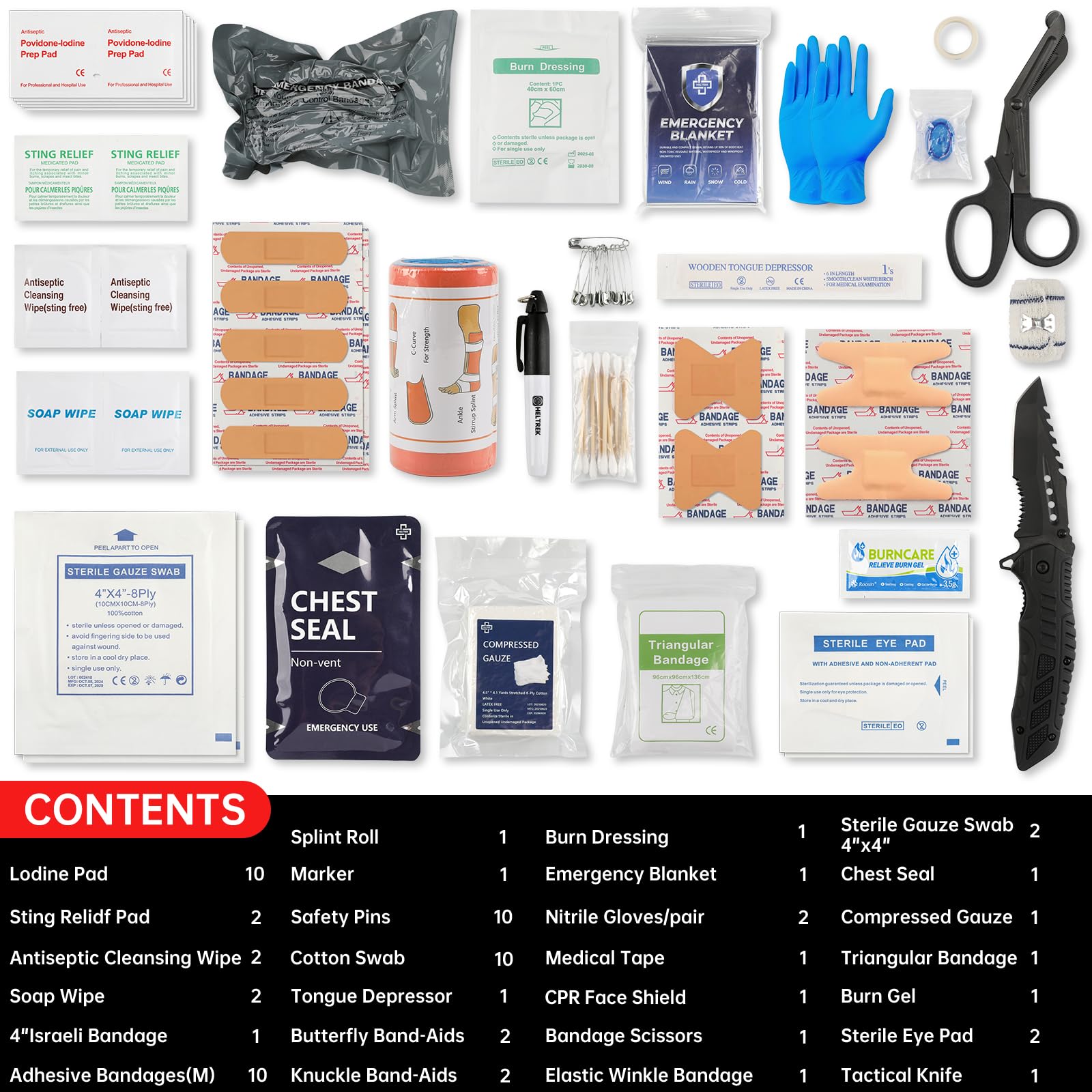 Heltrek Trauma Kit Israeli bandage supports rapid wound control in field emergencies.