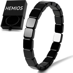 Hemios hematite bracelet men's round bead stones for grounded daily energy.