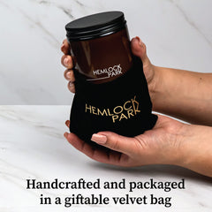 Hemlock Park hand-poured small-batch candle displaying artisanal craftsmanship