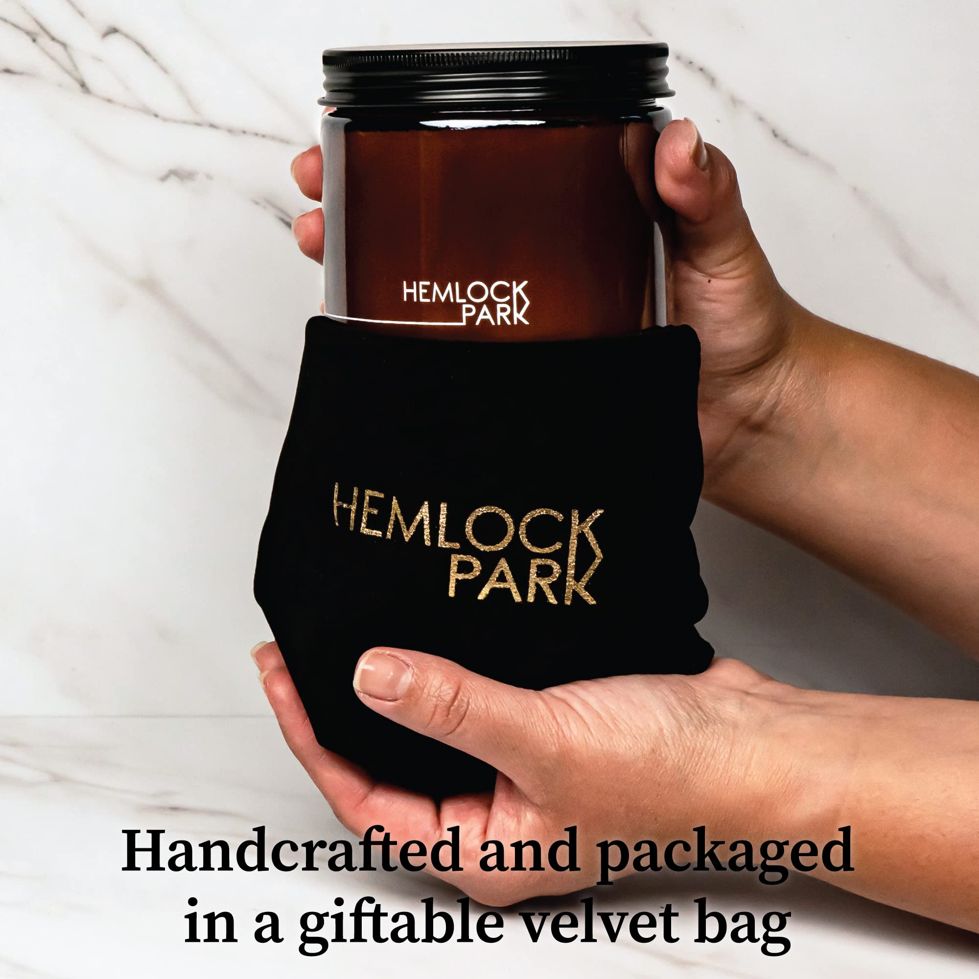 Hemlock Park natural coconut wax candle delivers clean burn and aroma.