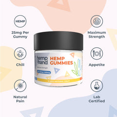 Hemp & Hand Hemp Gummies 500mg packaging on display for grab-and-go wellness.