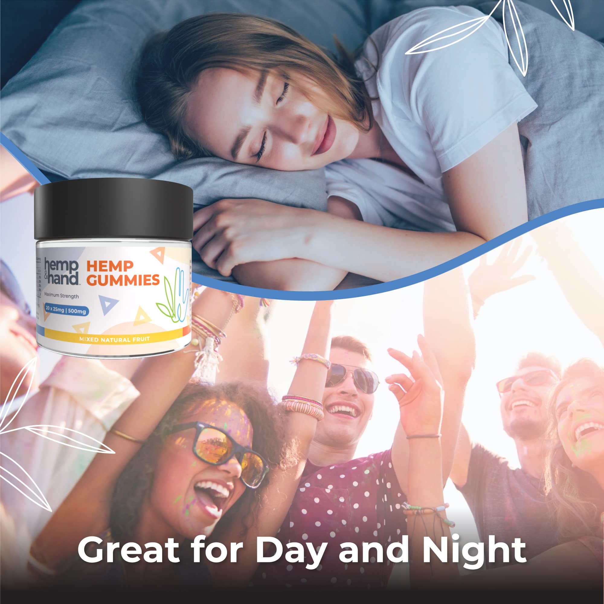 Hemp & Hand Hemp Gummies 500mg usage scene in a relaxing evening setting.