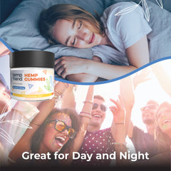 Hemp & Hand Hemp Gummies 500mg usage scene in a relaxing evening setting.