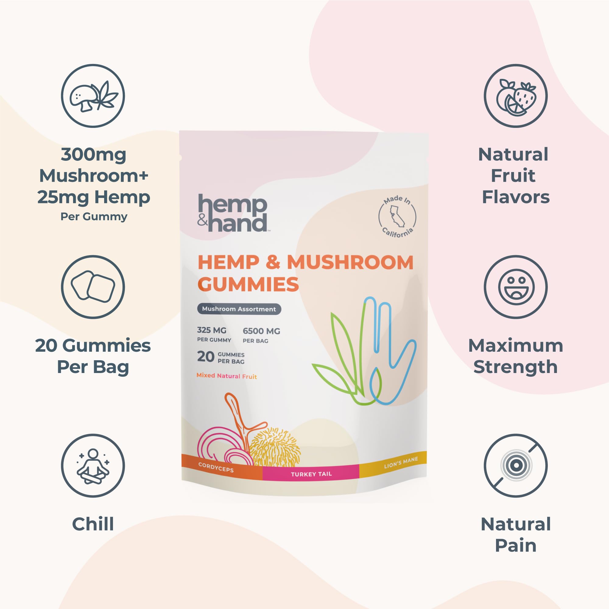 Hemp & Hand mixed bag of gummies open for variety in routine