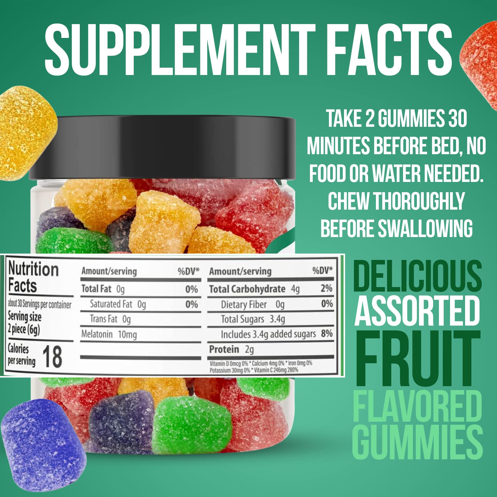 Hemp Emu Sleep Gummies fruit flavors, appealing nightly treat.