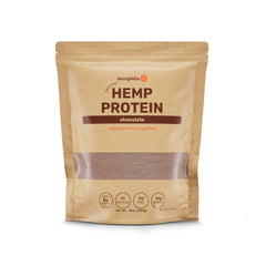 Hemplete hemp protein chocolate tub front highlights a protein option for muscle support.