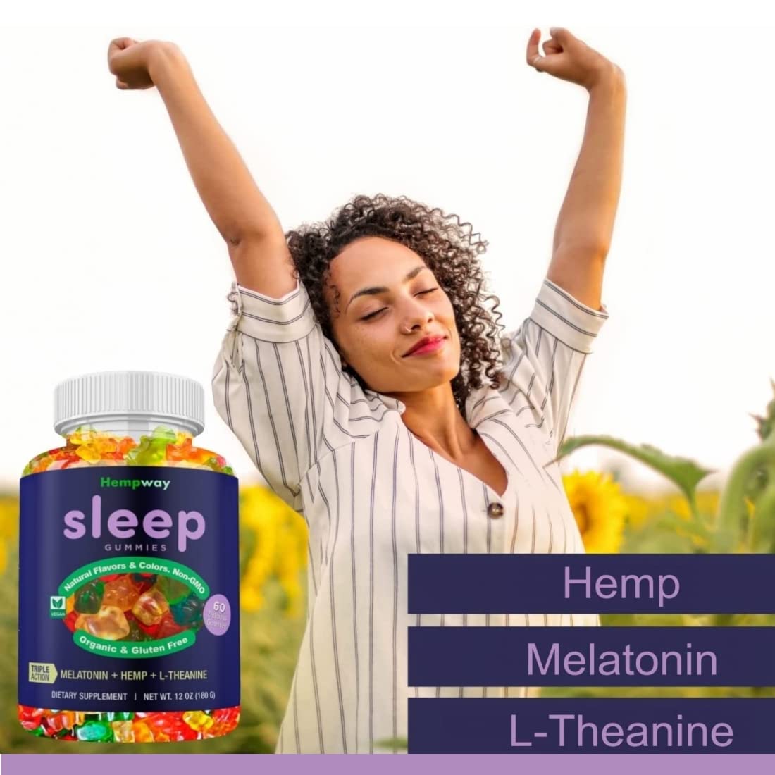 HEMPWAY Sleep Gummy serving on spoon evokes a simple bedtime ritual