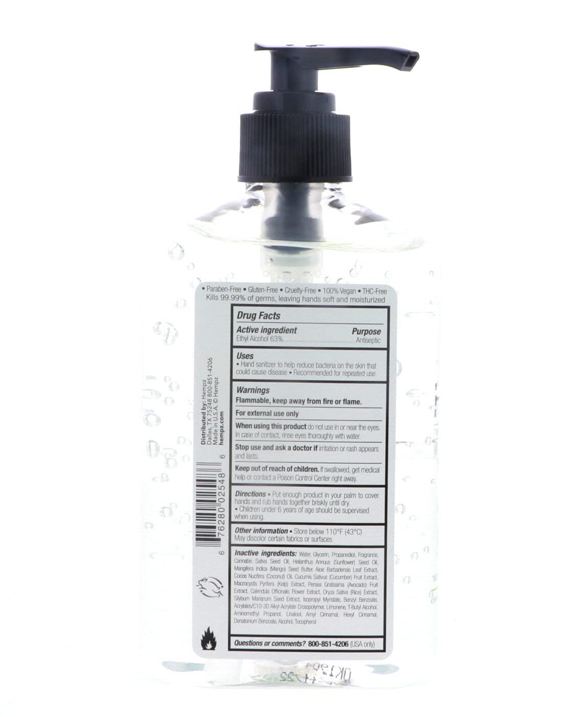 Hempz hemp seed oil ingredient panel emphasizing conditioning properties