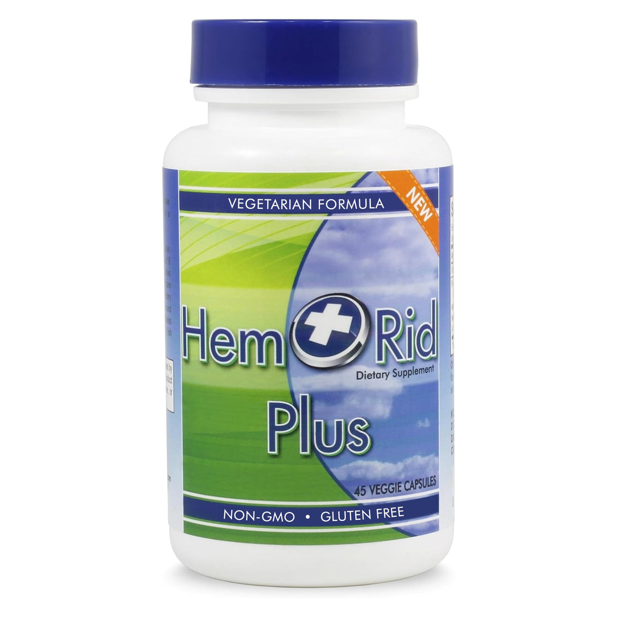 HemRid Plus capsules bottle front for daily plant-based comfort support.