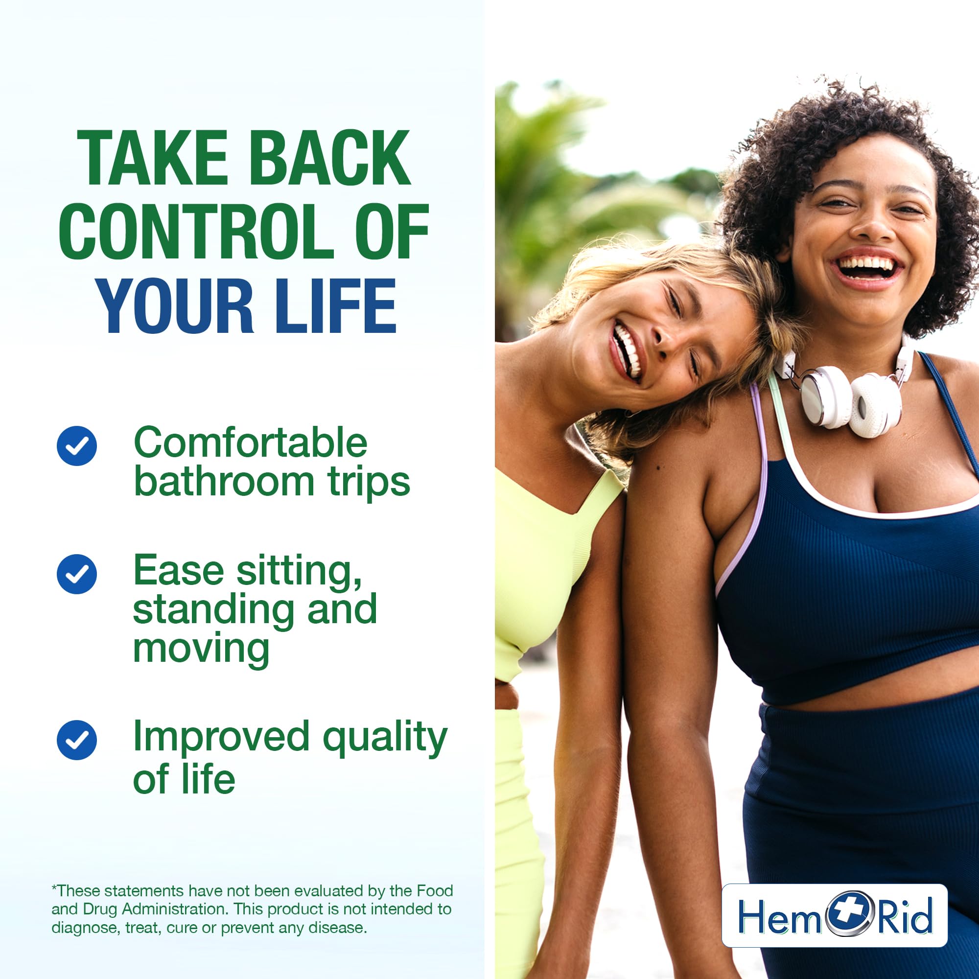 HemRid Plus capsules dispensing scene showing simple daily dosing for ongoing comfort.