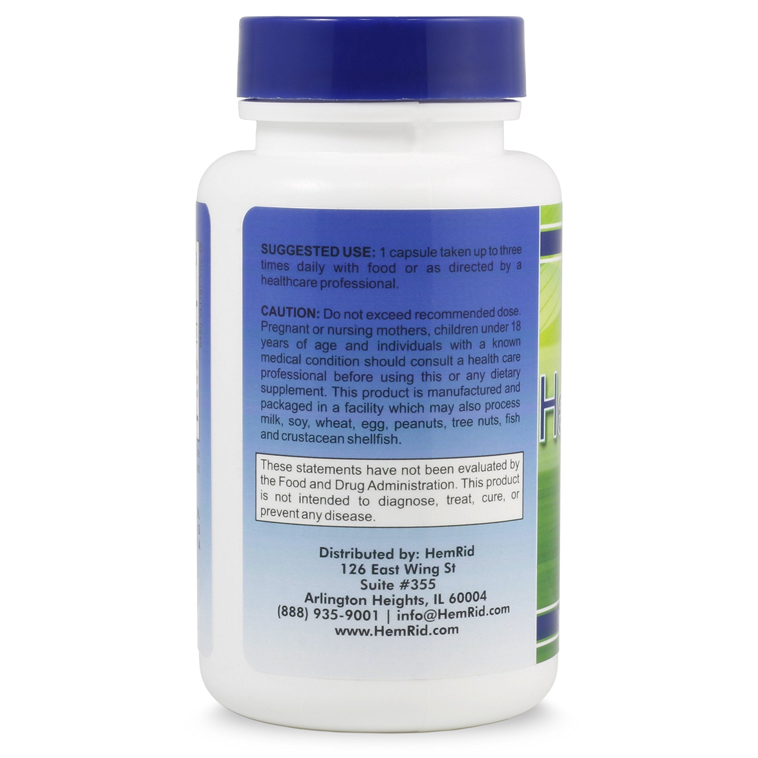 HemRid Plus veggie capsules offer discreet, convenient daily use.