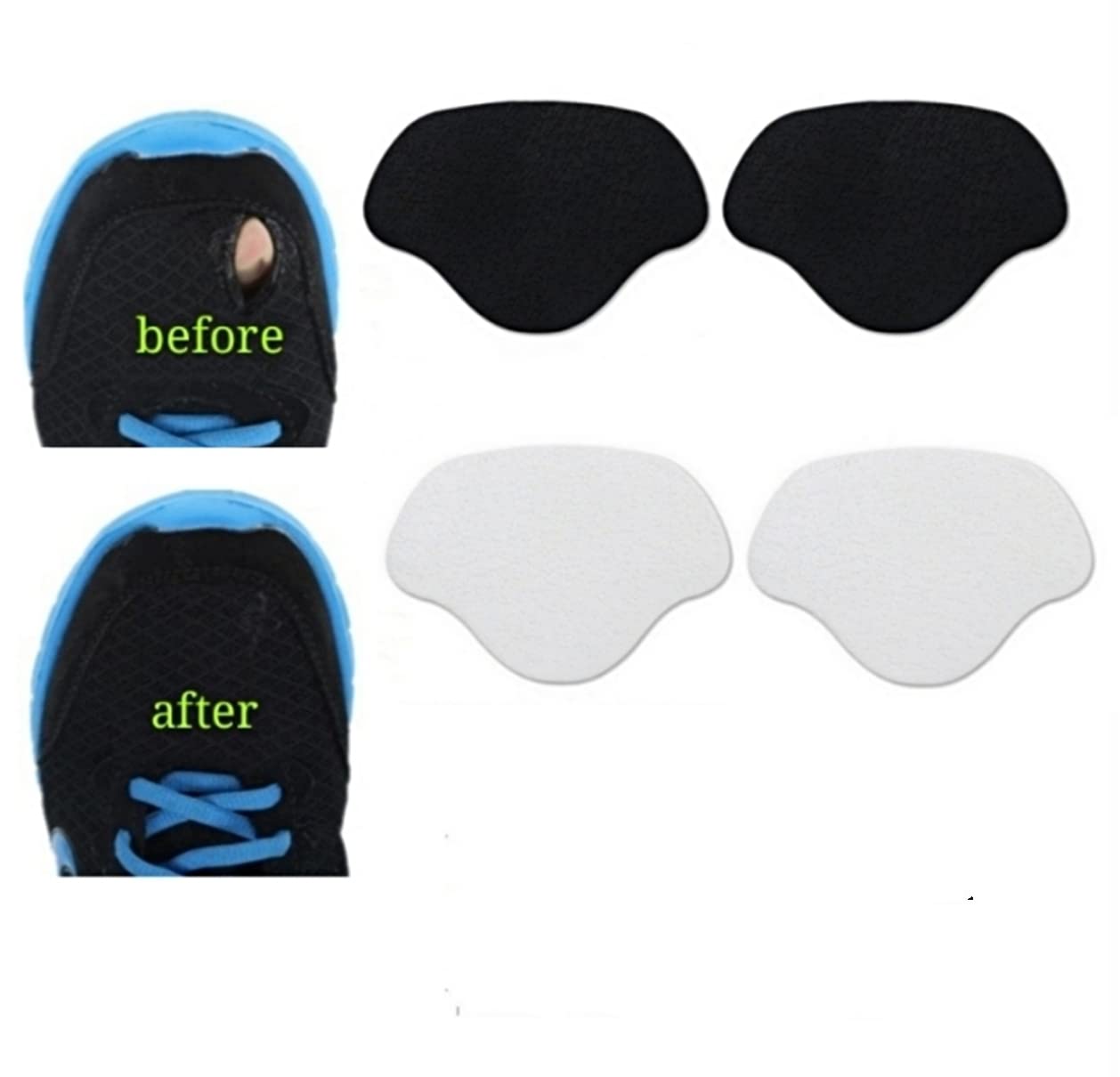 Heng happy sneaker patch black front view for toe and heel reinforcement during wear
