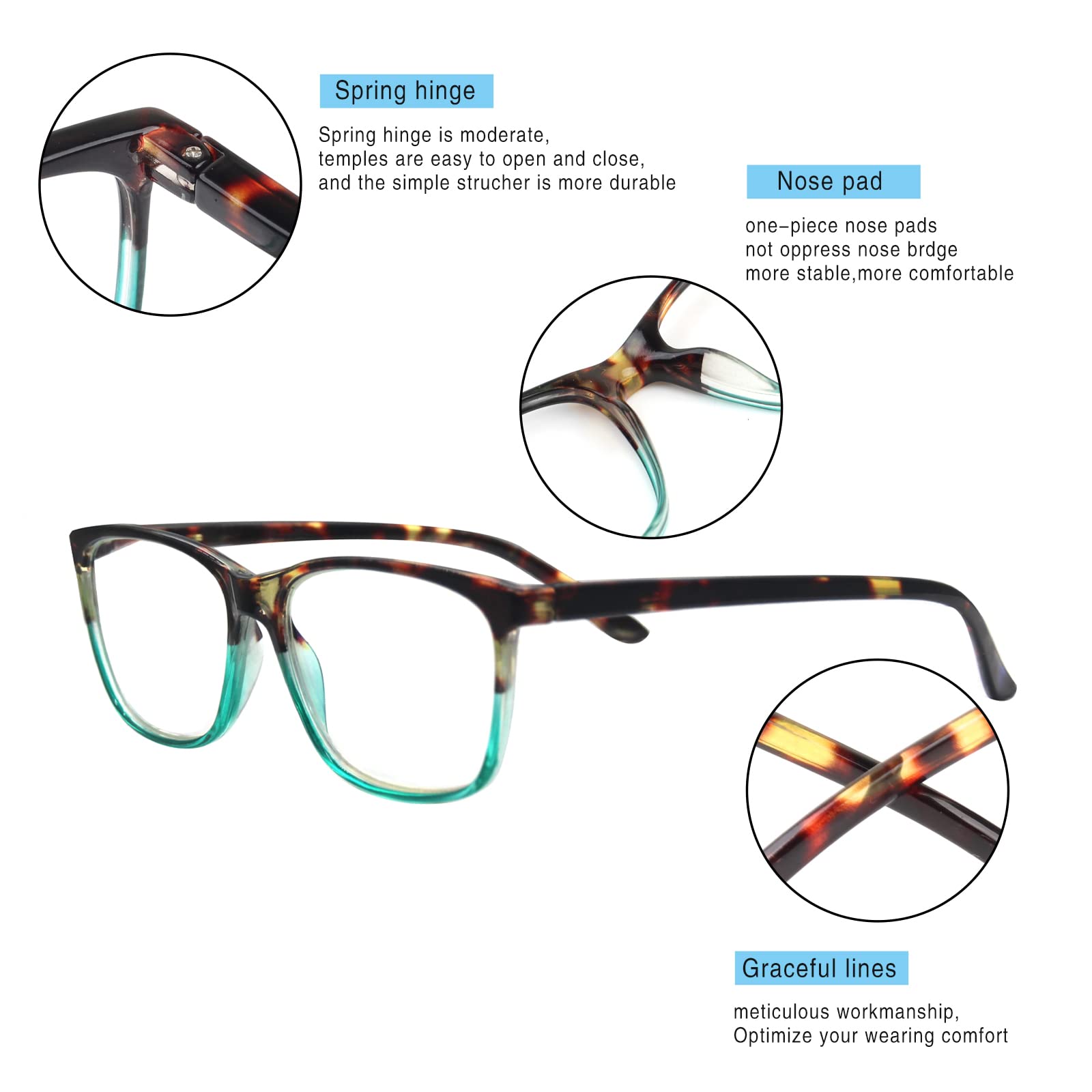 Gafas Henotin con bisagras de resorte, ajuste cómodo.