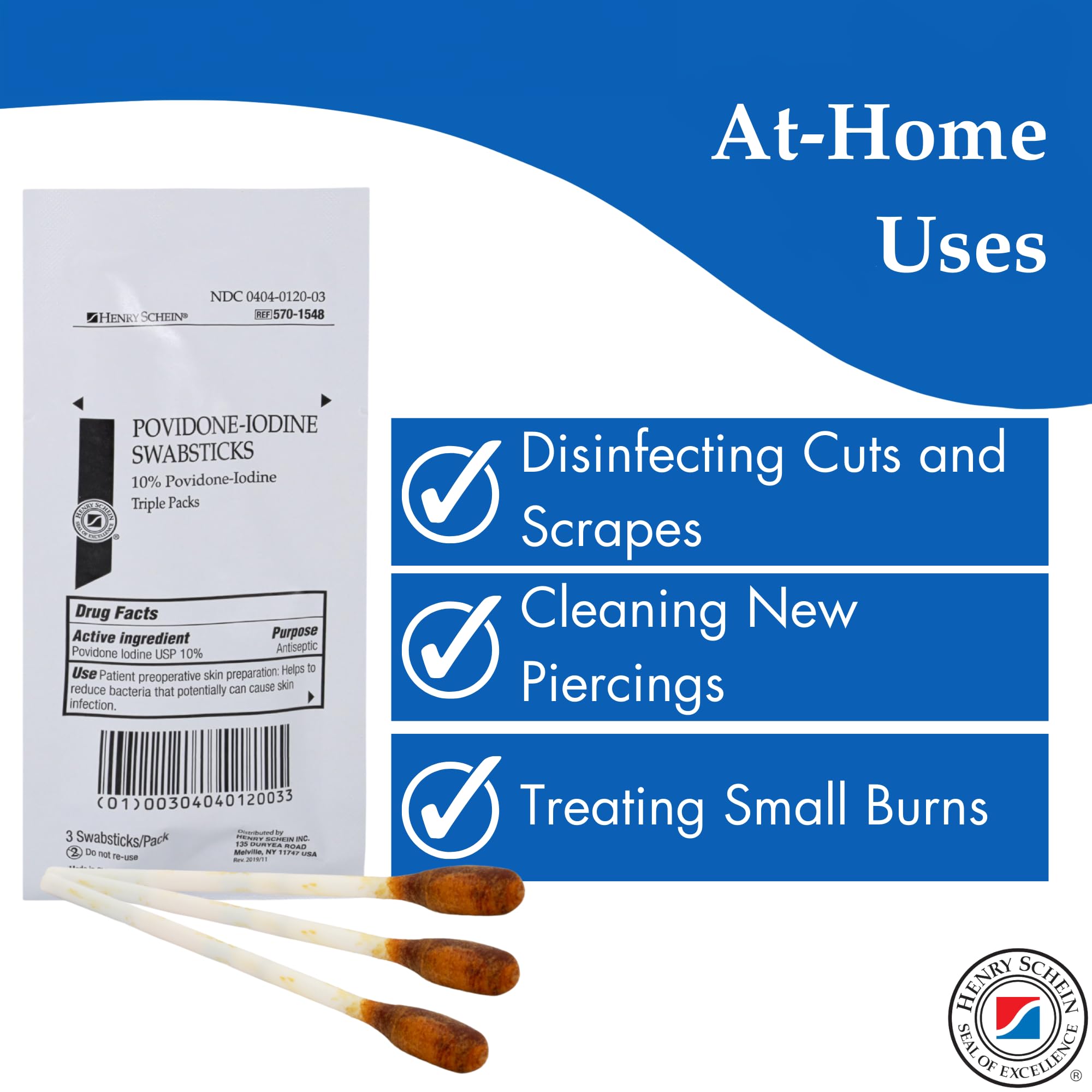 Henry Schein Prep swabstick latex free for latex sensitive patients