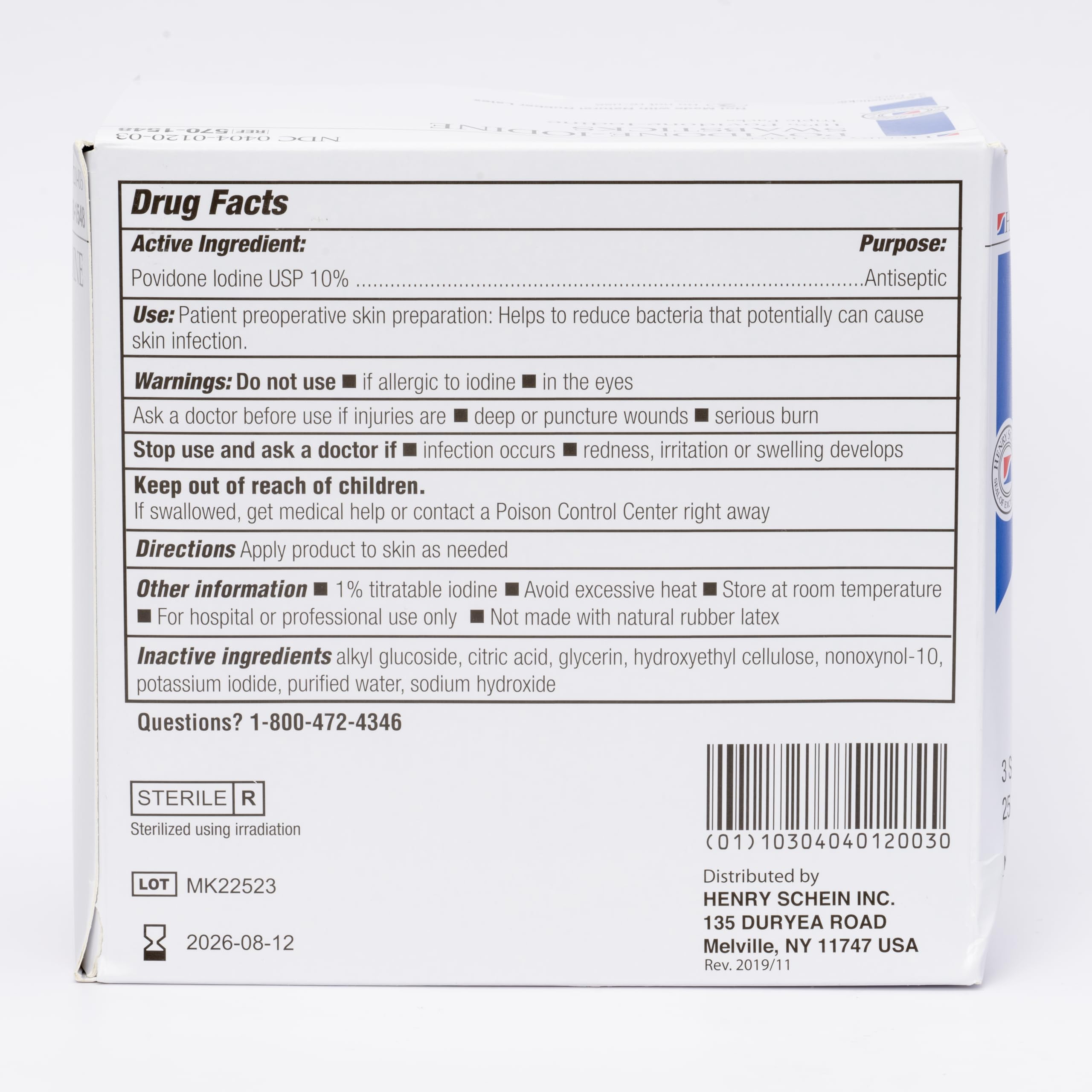 Henry Schein Prep swabstick for skin prep ahead of procedures