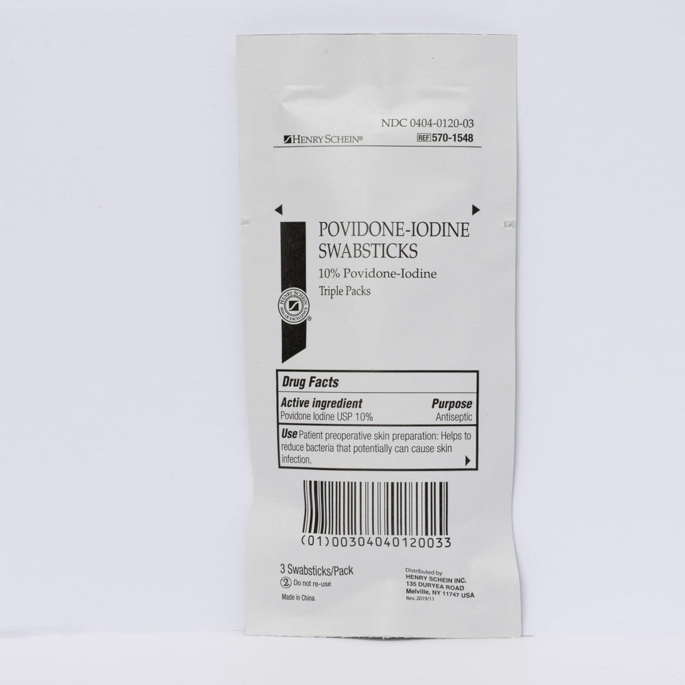 Henry Schein Prep swabstick close up showing antiseptic saturation