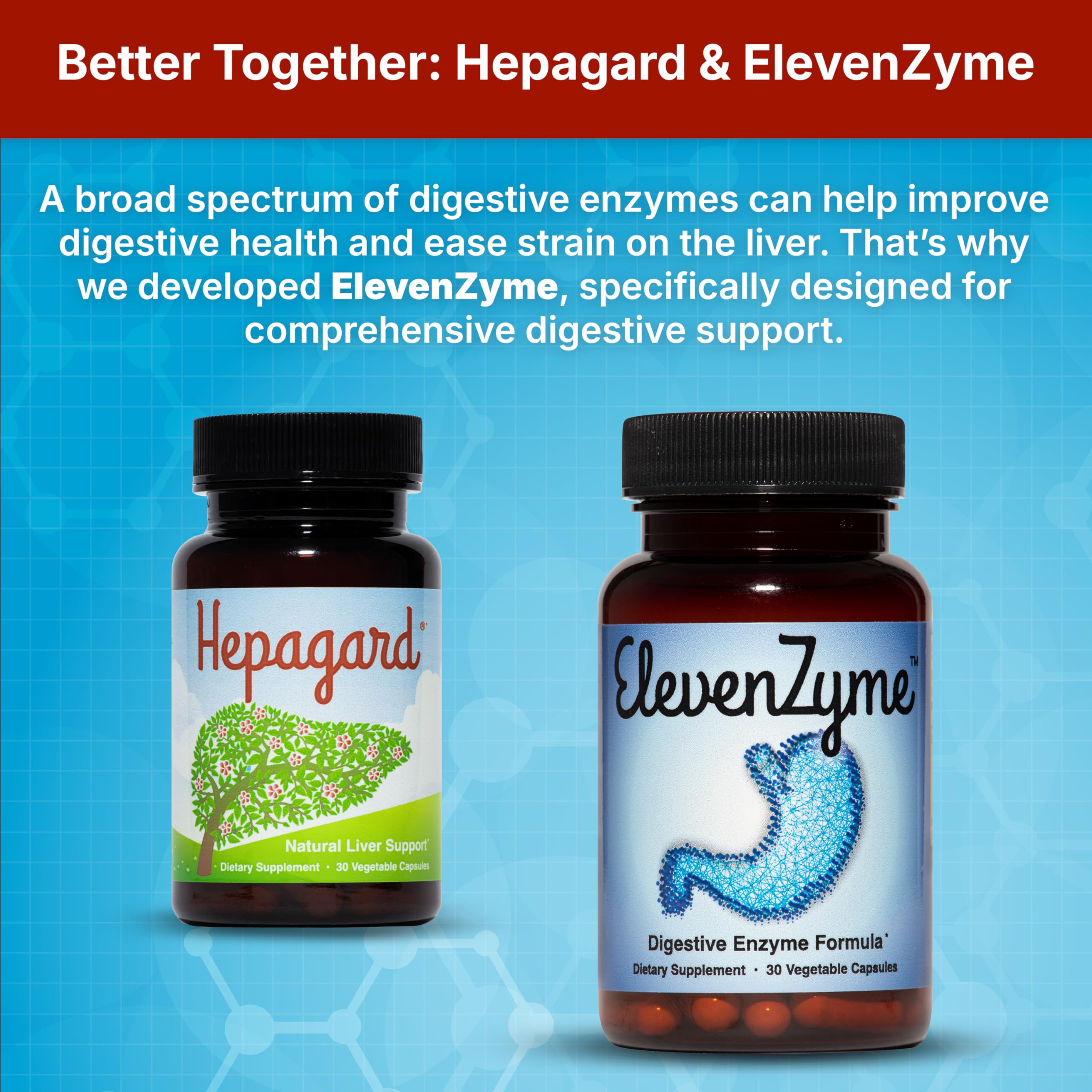 Hepagard exclusive five-ingredient formula graphic communicates potency.