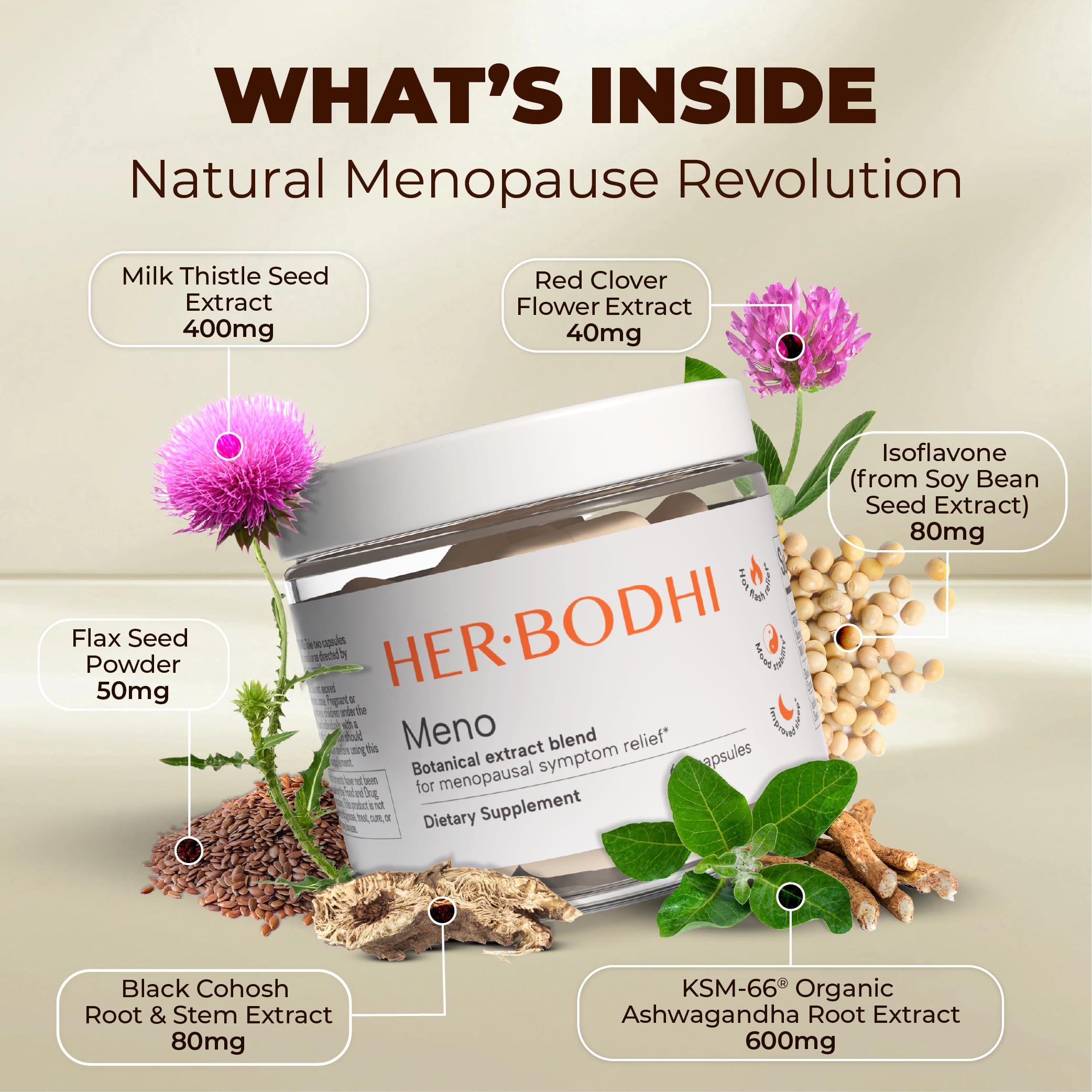 Her Bodhi MENO packaging image communicates vegan and cruelty-free credentials.