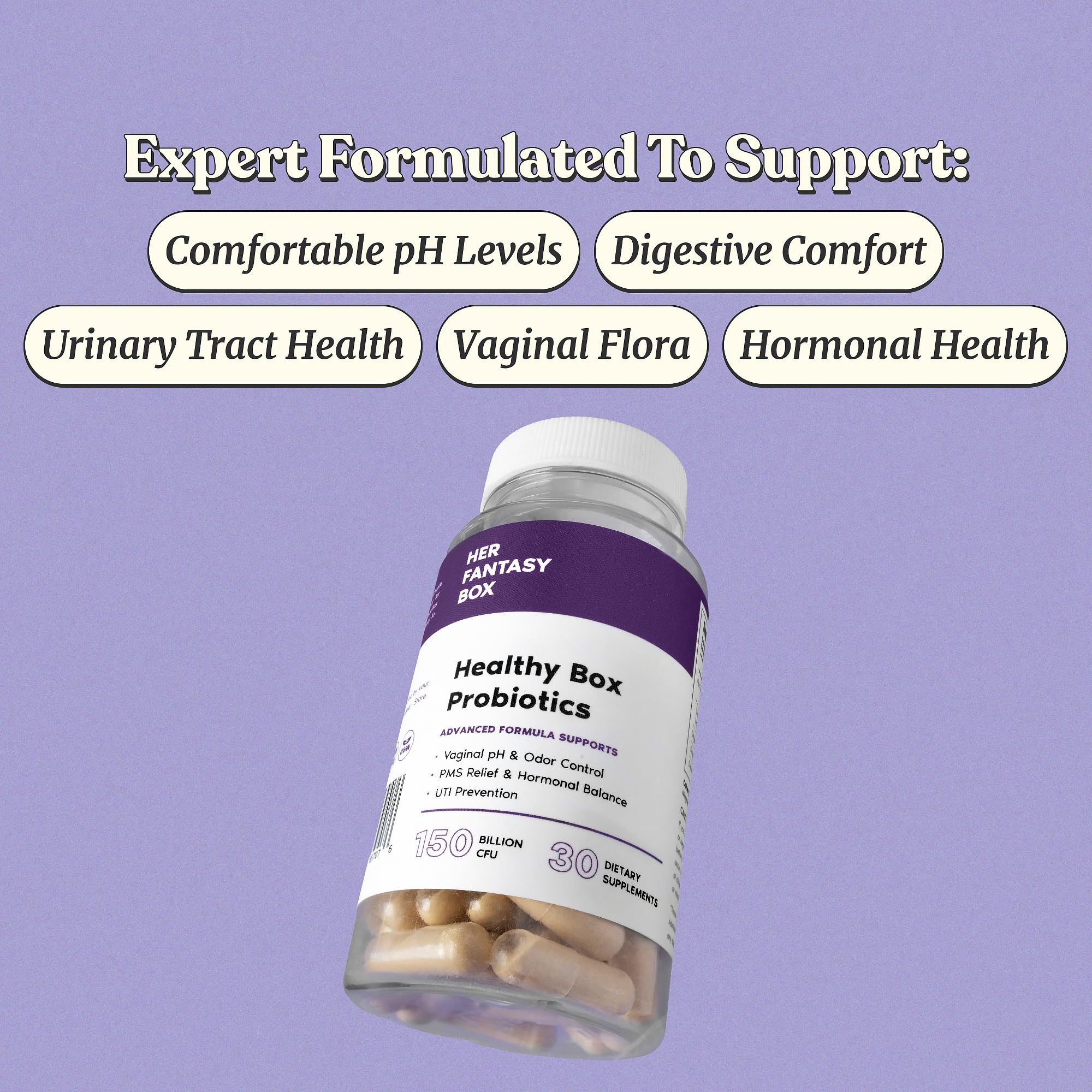 Her Fantasy Box capsule close-up highlighting plant-based formula