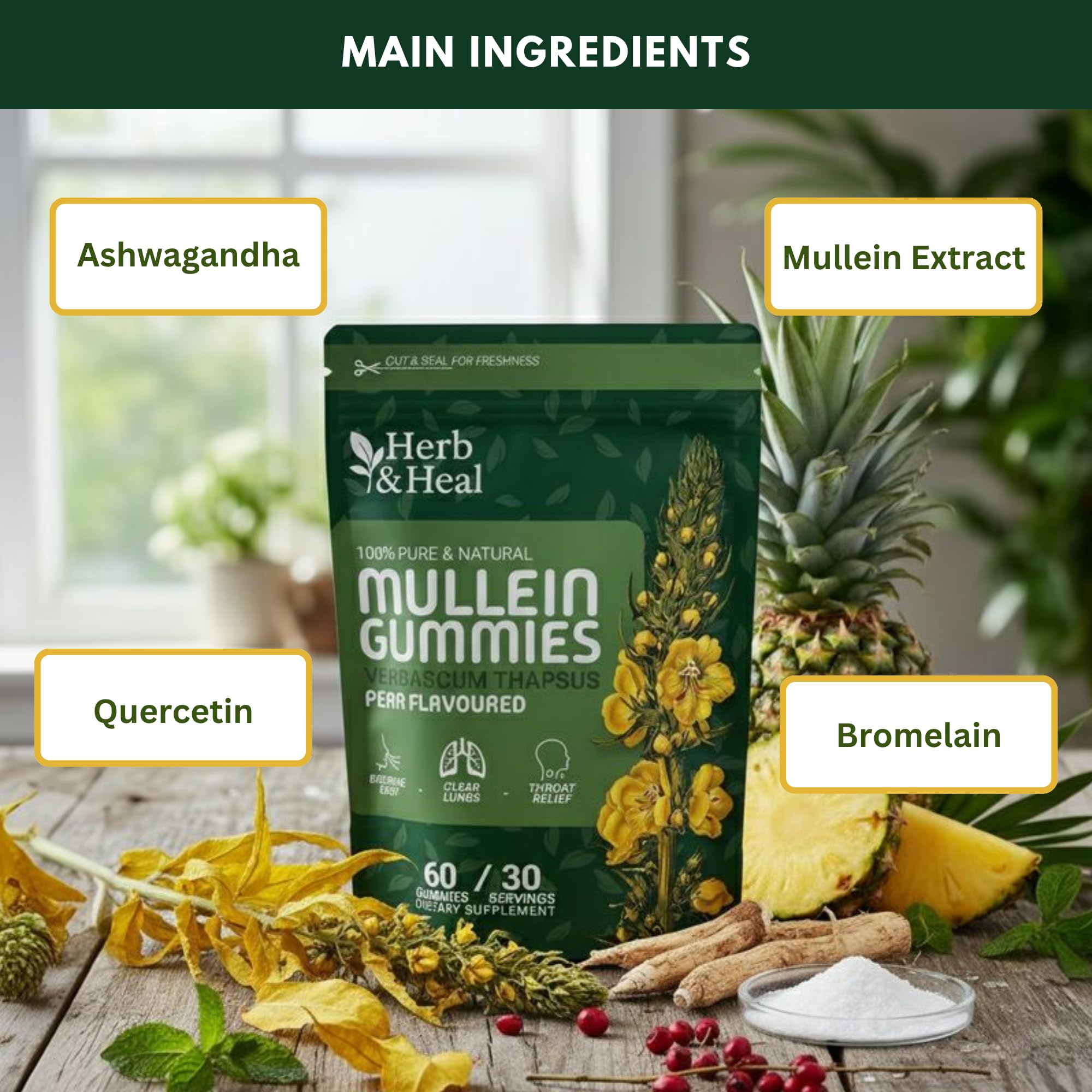 Close-up of mullein gummies texture for daily respiratory care