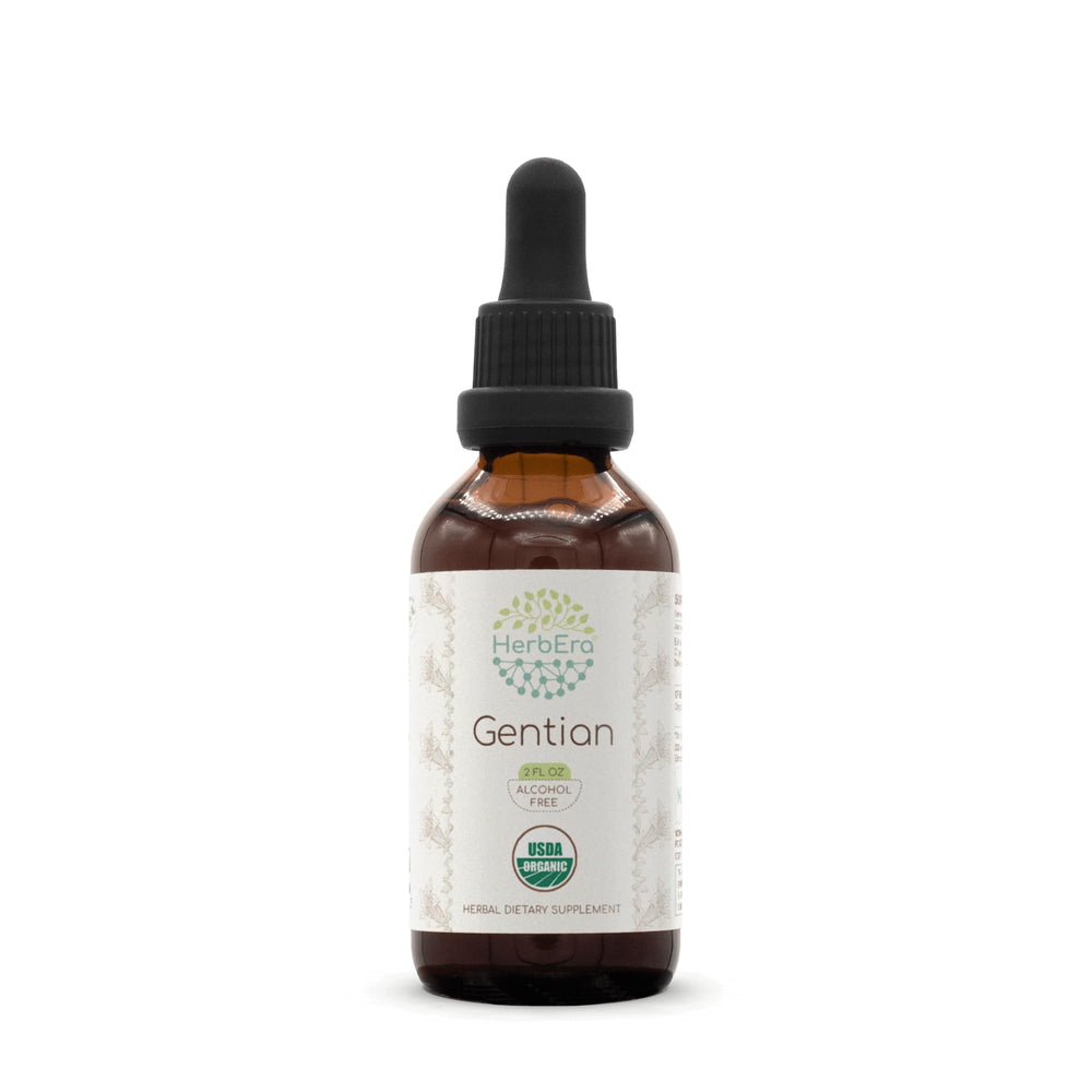 HerbEra Gentian B60 bottle pour enables precise tincture dosing.