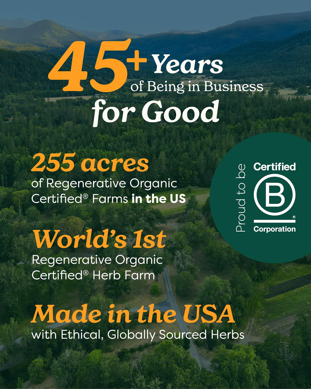 Herb Pharm Organic farm scene emphasizes Southern Oregon cultivation and sustainable sourcing