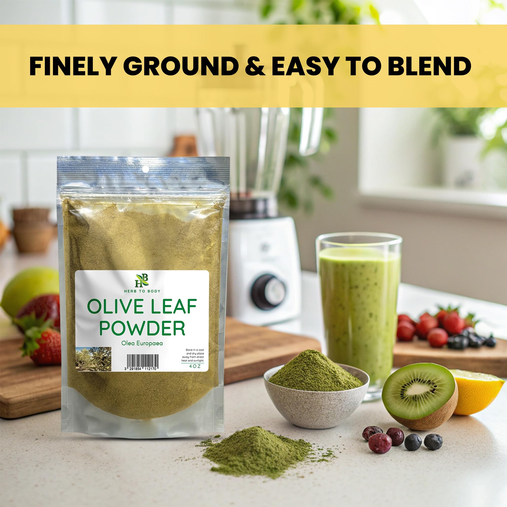 Herb To Body field-harvested olive leaves used for powder.