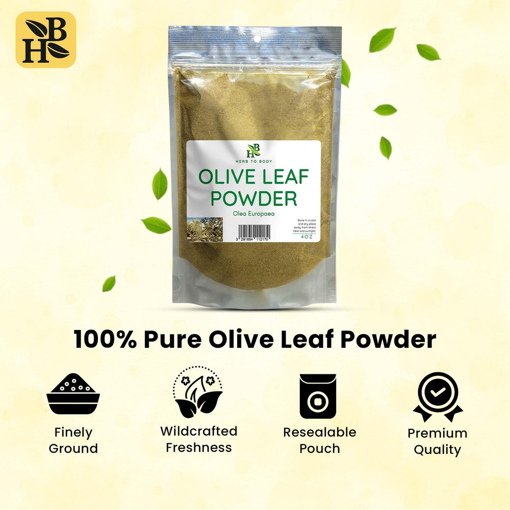 Herb To Body olive leaf powder ready for capsules.