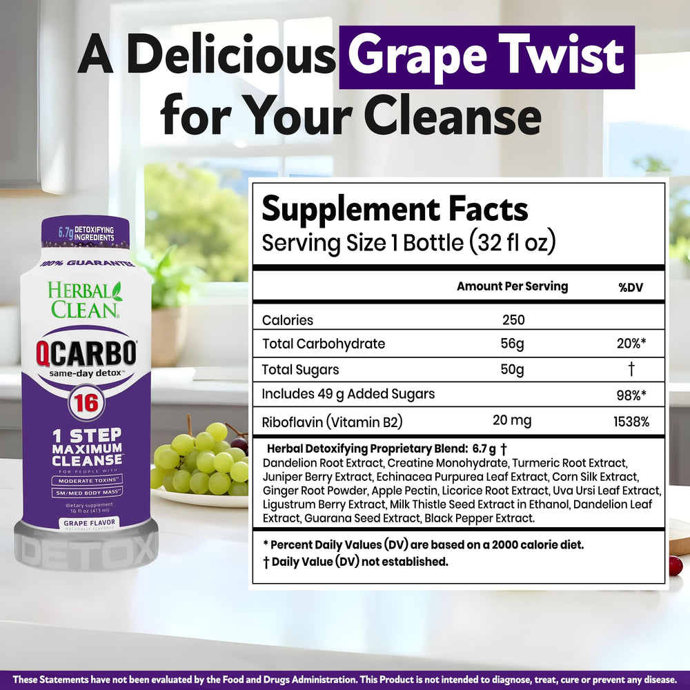 Herbal Clean Qcarbo16 psyllium husk blend supports fiber-based cleansing.