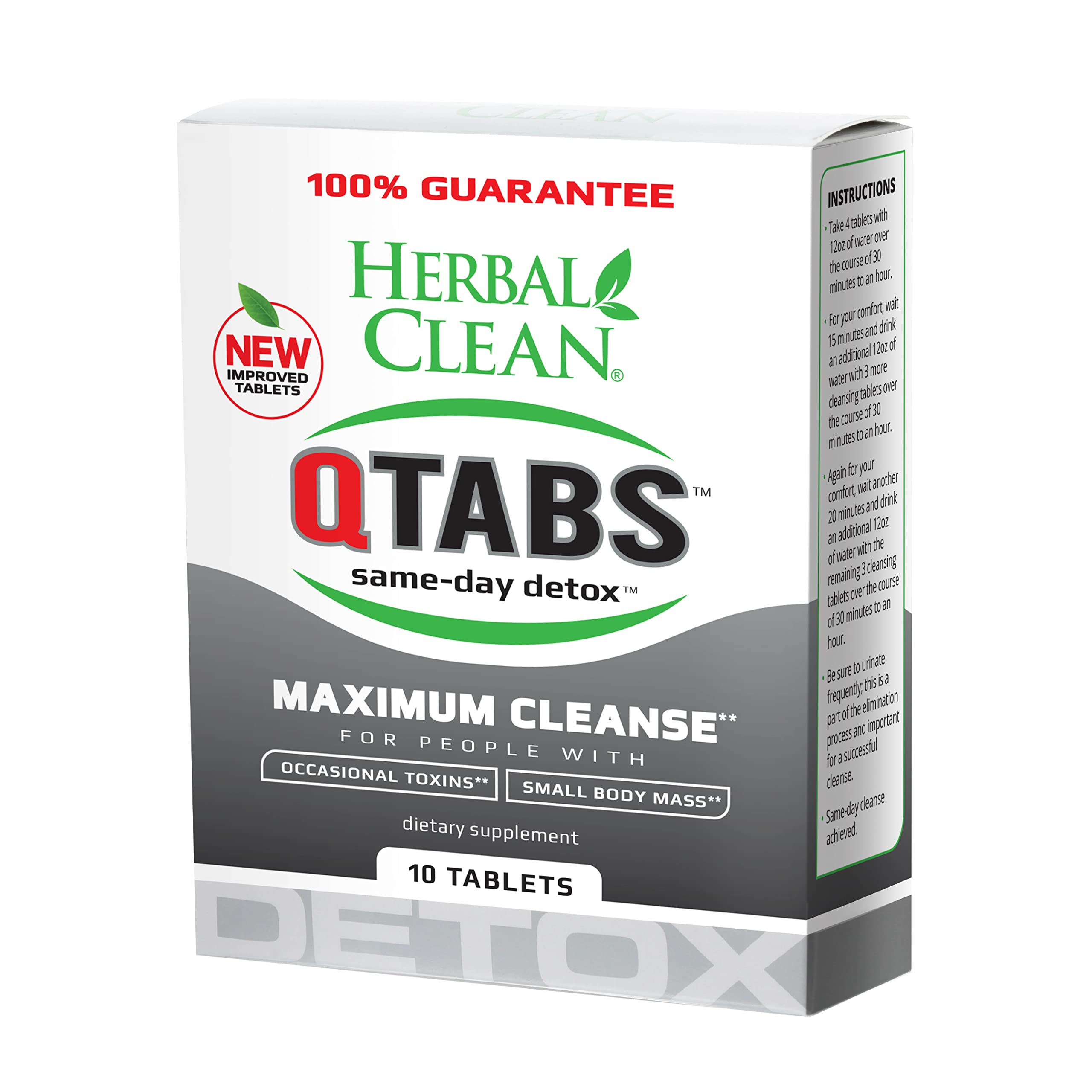 Herbal Clean QTabs bottle with pills for same-day detox on the go
