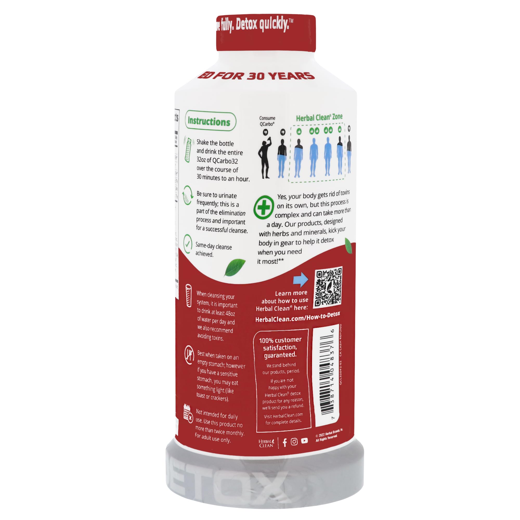 Herbal Clean 32oz Bottle Label highlights vitamins and herbs for daily balance.