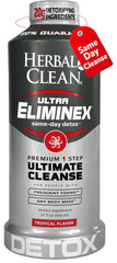 Herbal Clean Same Day Ultra Eliminex bottle with tropical label, ready for a quick full-body cleanse.