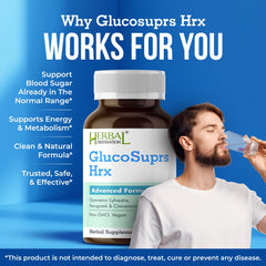 GlucoSuprs HRX capsules close-up showing capsule texture and form.