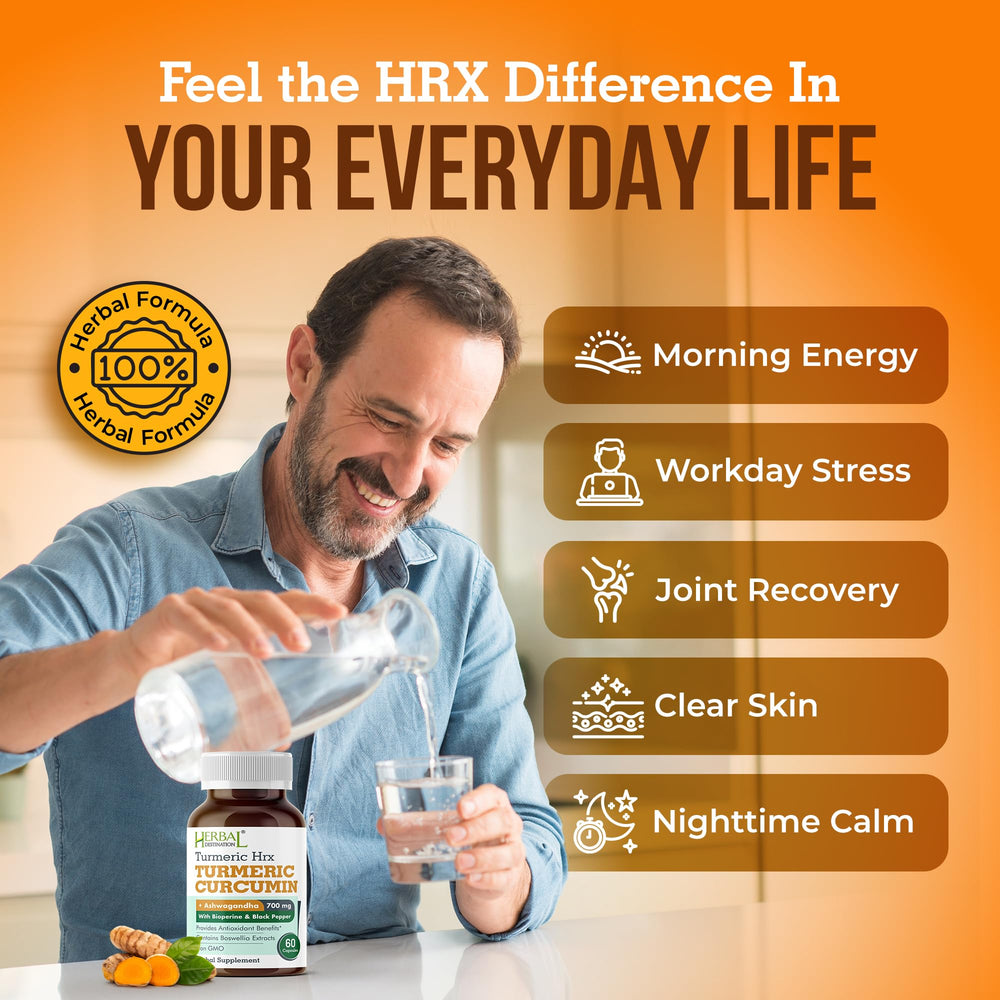 Herbal Destination HRX black pepper extract enhances absorption and efficacy.