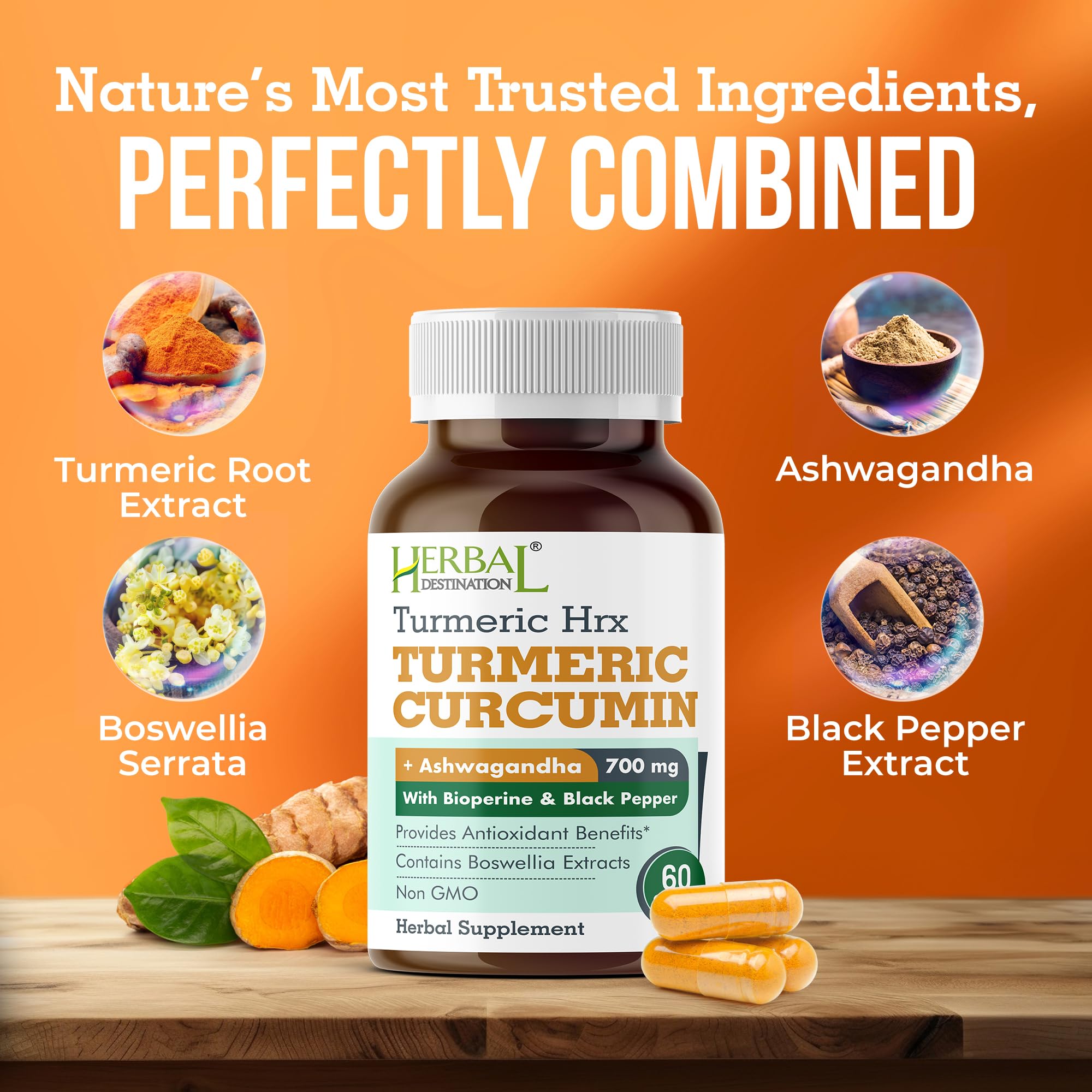 Herbal Destination HRX boswellia extract supports joint comfort and mobility.