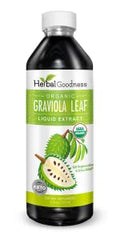 Herbal Goodness Soursop Drops bottle side highlights alcohol-free liquid for easy dosing