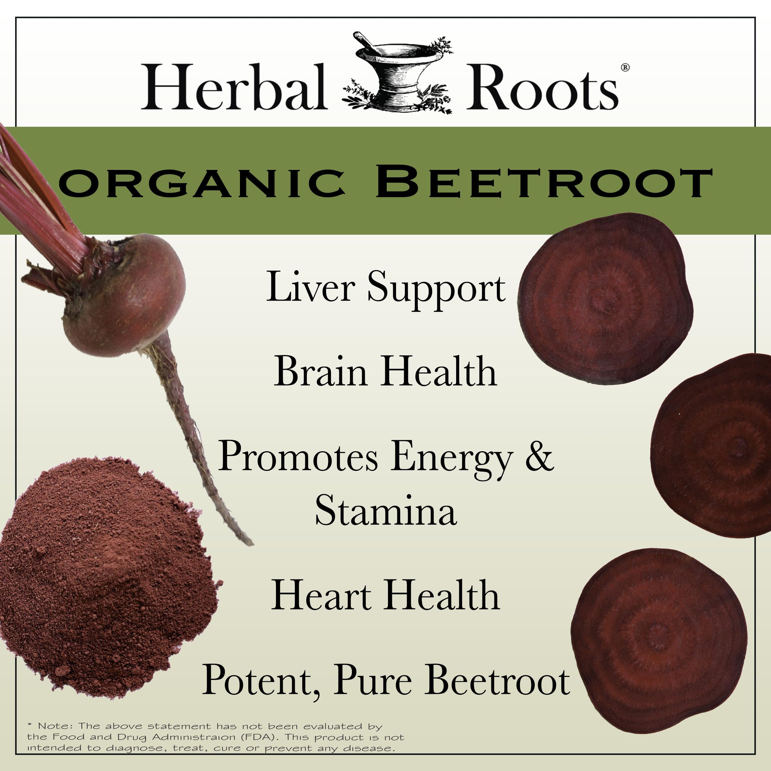 Herbal Roots Beet Root Capsules packaging shows 1,500 mg serving for consistent daily intake.