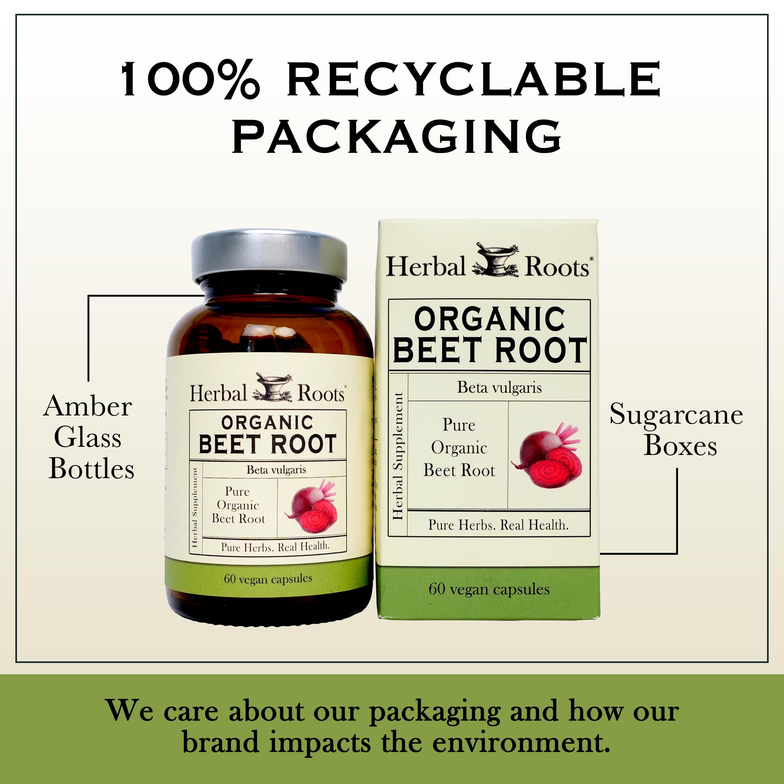 Herbal Roots cGMP facility icon on packaging suggests reliable manufacturing standards.