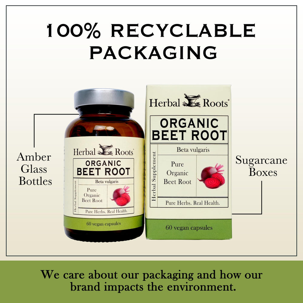 Herbal Roots cGMP facility icon on packaging suggests reliable manufacturing standards.