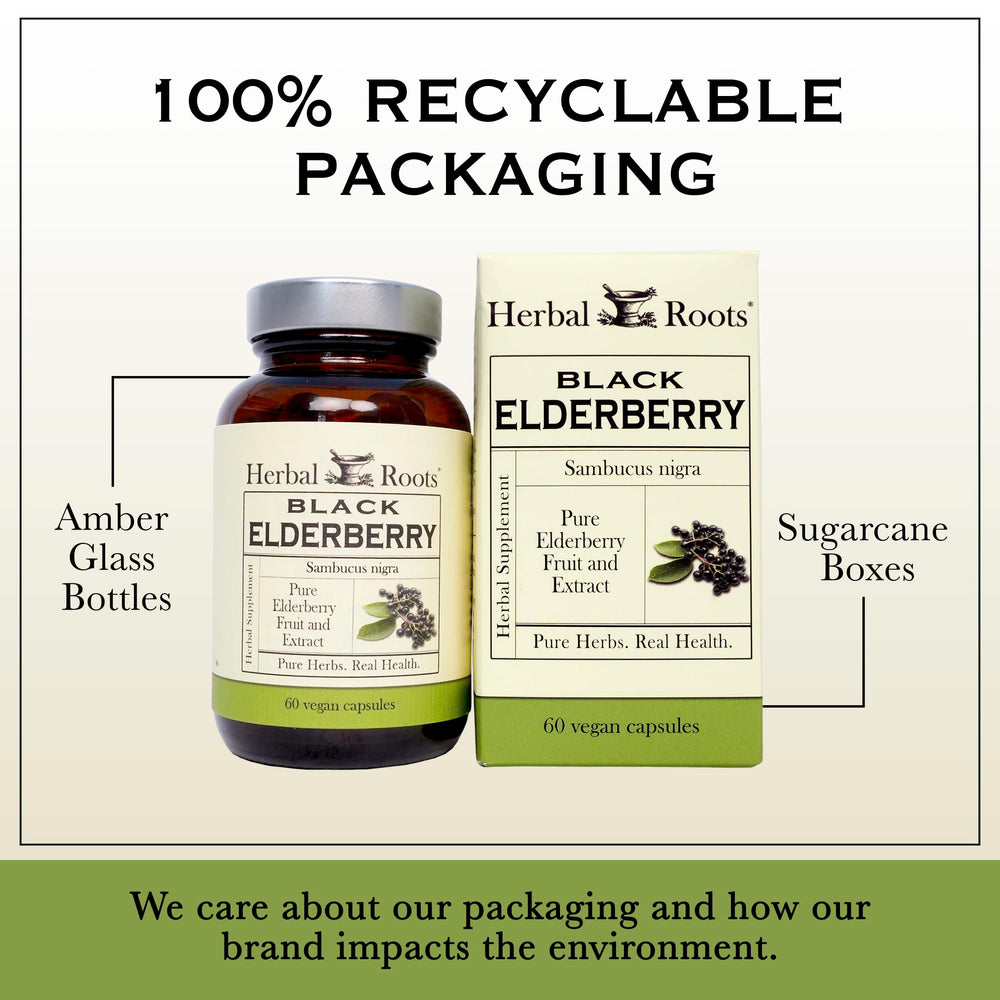 Herbal Roots family-owned label conveys trusted, small-brand care.