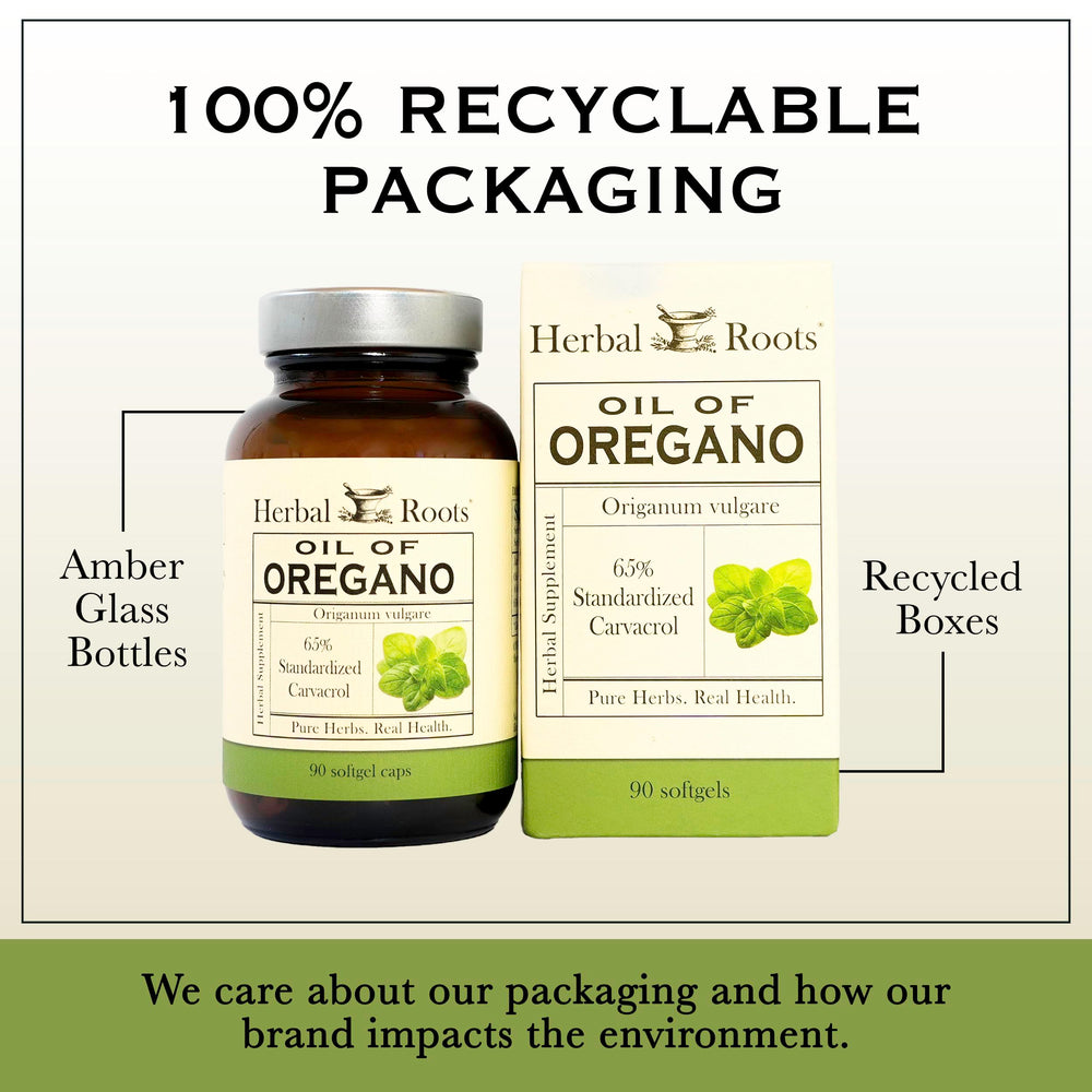 Herbal Roots Oil of Oregano ingredients label confirms no fillers or additives